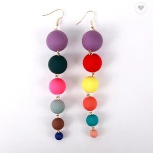 Colorful Wooden Ball Dangle Earrings